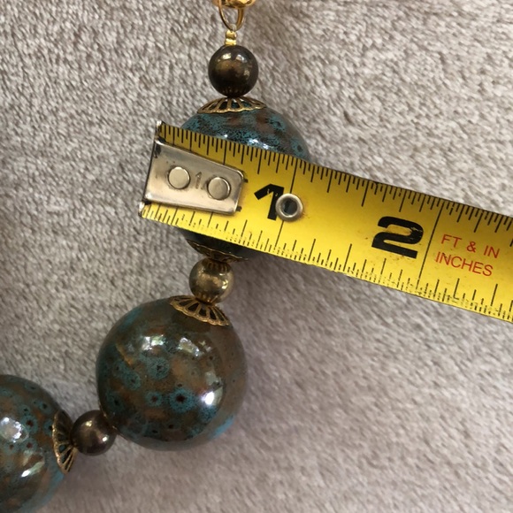 One of a kind chunky beaded necklace with matching earrings. - Picture 4 of 8